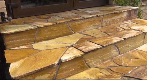 Плитняк златолит жёлтый золотистый для отмостки купить в Рязани